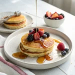 serving pancakes with healthy toppings
